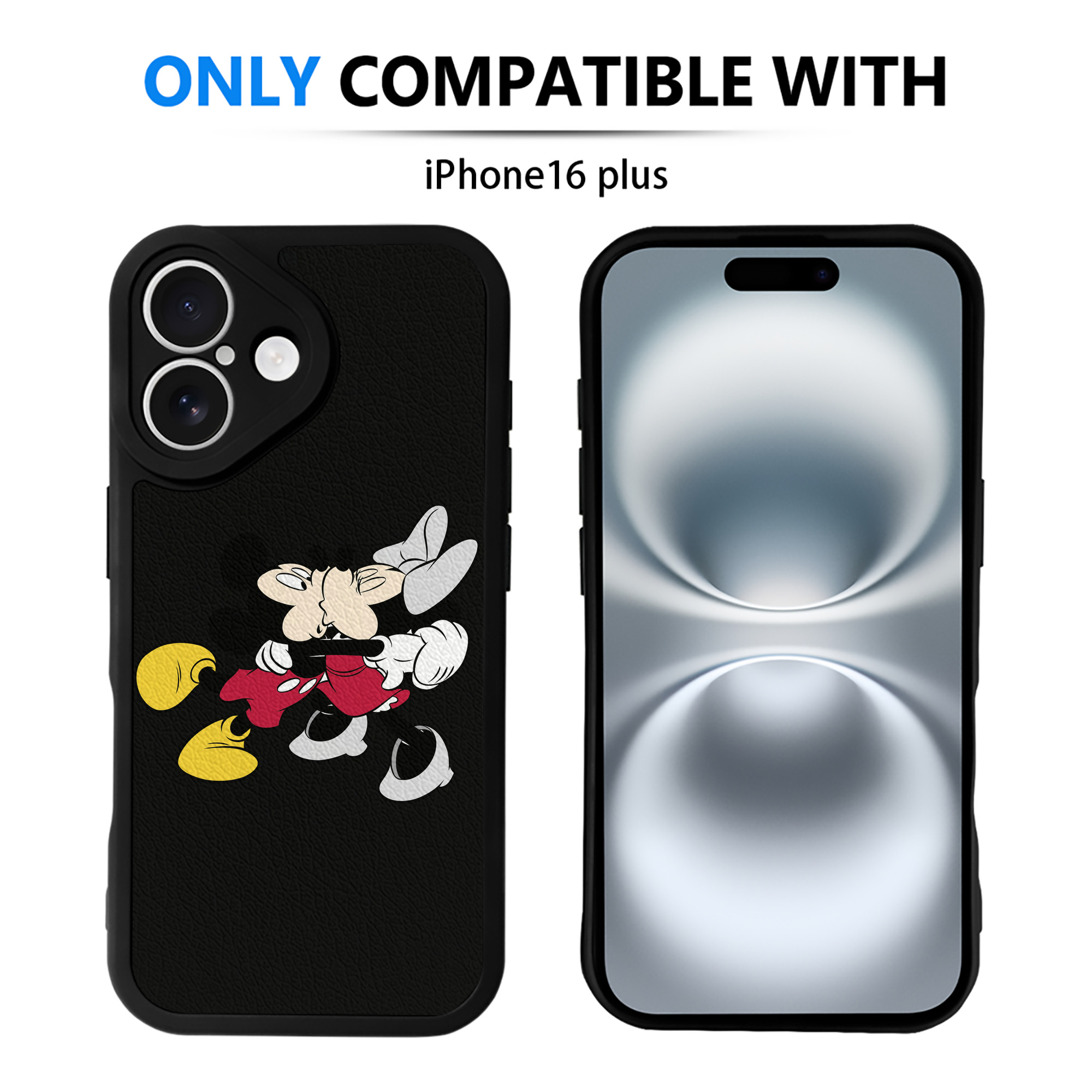 （画像用） ミッキーマウス Mickey Mouse 【iPhone 16シリーズ対応】シリコンスマホケース（レザー調） 材質：シリコン